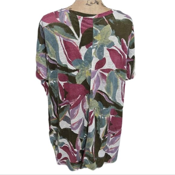 Tahari 100% Linen Floral Tropical Long Tee Shirt Plus‎ Size 2X New - Picture 4 of 7